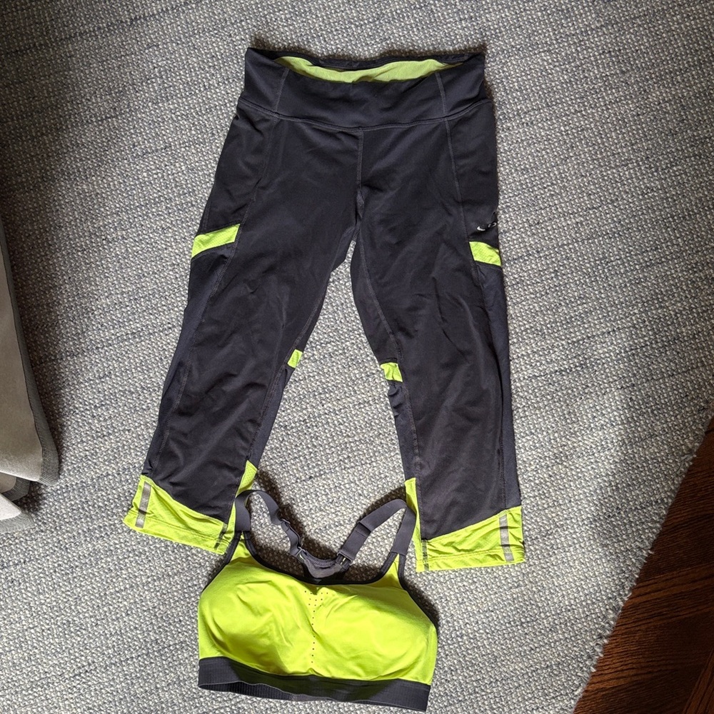 Champion Grey and Neon Yellow Workout Set
